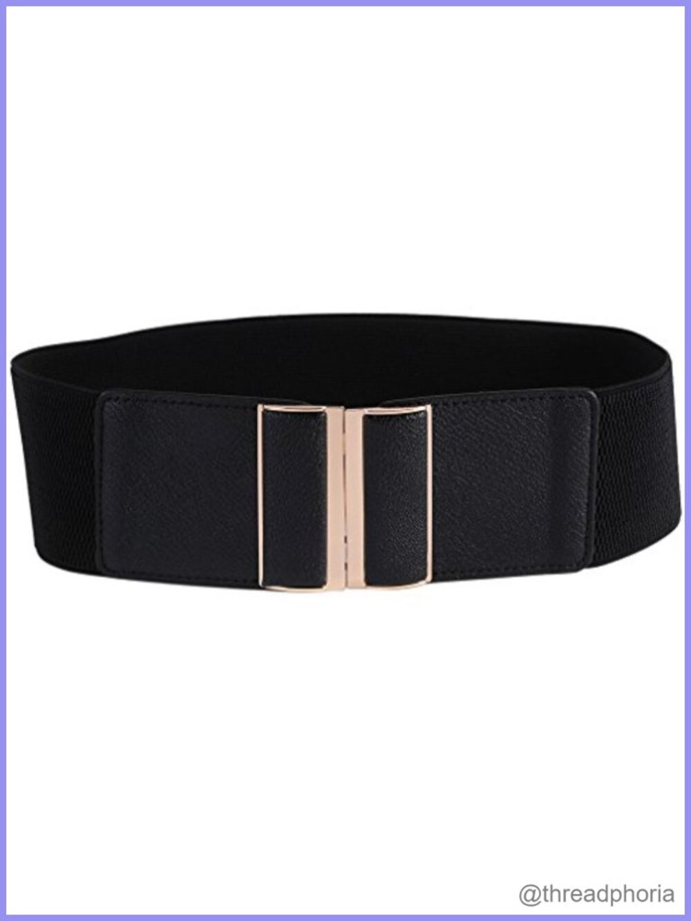 3" Wide Elastic Stretch Cinch Belt PU Leather Alloy Buckle Waistband
